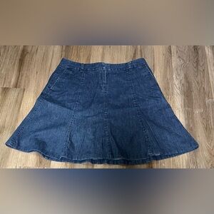 L.L. Bean Flared Denim Mini Skirt - Dark Blue